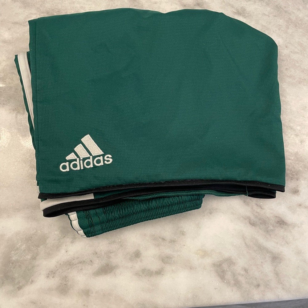 Green Adidas girls soccer shorts